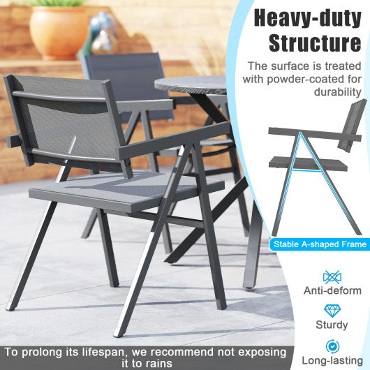 Patio Chairs Set of 2 Outdoor Dining Chair with Breathable Fabric Seat-Set of 2