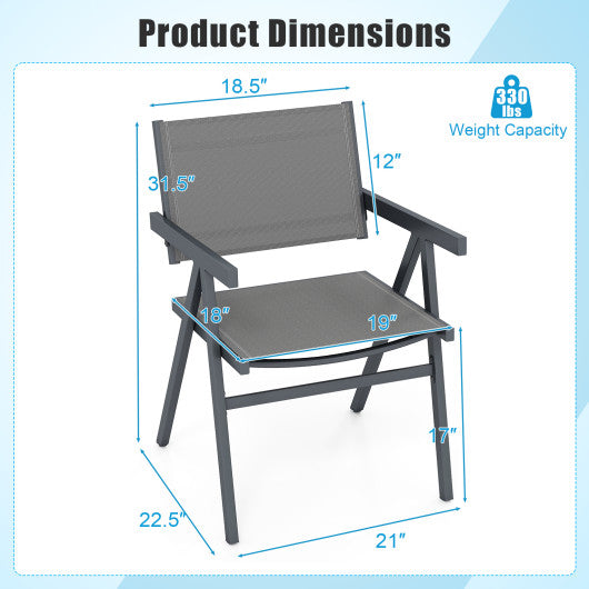 Patio Chairs Set of 2 Outdoor Dining Chair with Breathable Fabric Seat-Set of 4