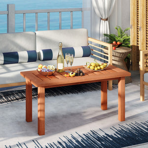 Patio Coffee Table with Slatted Tabletop for Deck  Poolside
