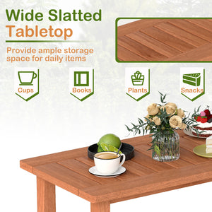 Patio Coffee Table with Slatted Tabletop for Deck  Poolside