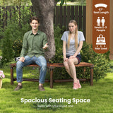 Patio Curved Bench Solid Wood Fire Pit Bench Outdoor Backless Loveseat-Rustic Brown