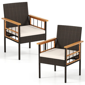 Patio Dining Chairs Set of 2 with Soft Cushions-White