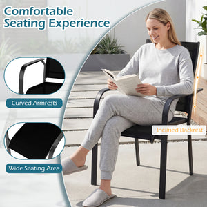 Patio Dining Chairs Set of 2/4/6 Stackable Outdoor Armchairs with Metal Frame-Set of 4