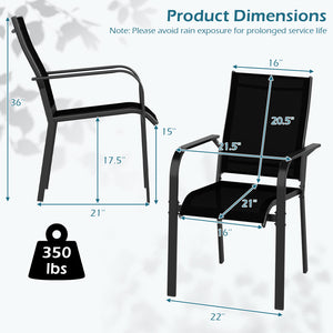 Patio Dining Chairs Set of 2/4/6 Stackable Outdoor Armchairs with Metal Frame-Set of 4
