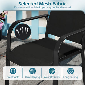 Patio Dining Chairs Set of 2/4/6 Stackable Outdoor Armchairs with Metal Frame-Set of 6