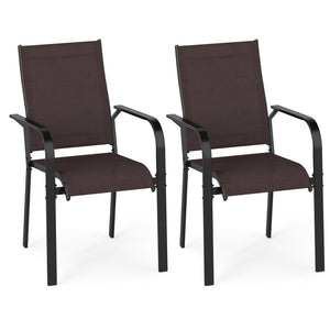 Patio Dining Chairs Set of 2/4/6 Stackable Outdoor Armchairs-Set of 2