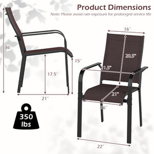 Patio Dining Chairs Set of 2/4/6 Stackable Outdoor Armchairs-Set of 2