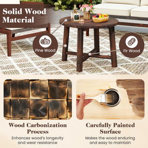 Patio End Table with Solid Wood Structure for Garden Deck Poolside and Indoors-Brown