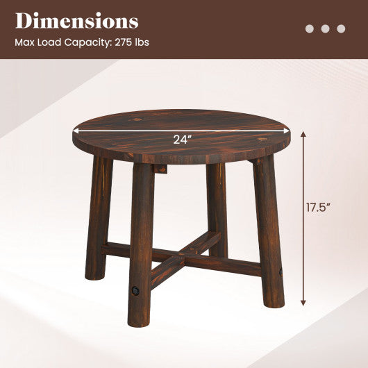 Patio End Table with Solid Wood Structure for Garden Deck Poolside and Indoors-Brown