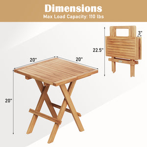Patio Folding Side Table with X-shaped Legs and Slatted Tabletop