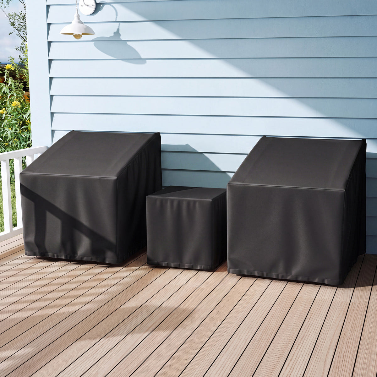 Patio Furniture Covers Waterproof Outdoor Conversation Covers for 3 Pieces Bistro Set-Black