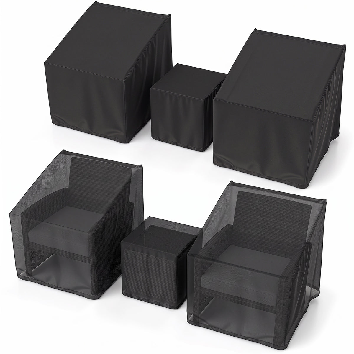 Patio Furniture Covers Waterproof Outdoor Conversation Covers for 3 Pieces Bistro Set-Black