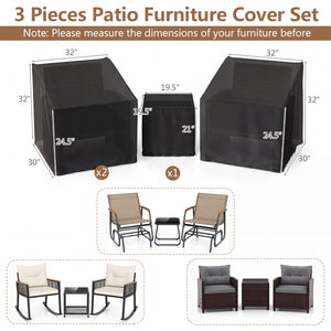 Patio Furniture Covers Waterproof Outdoor Conversation Covers for 3 Pieces Bistro Set-Black