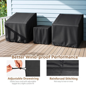 Patio Furniture Covers Waterproof Outdoor Conversation Covers for 3 Pieces Bistro Set-Black