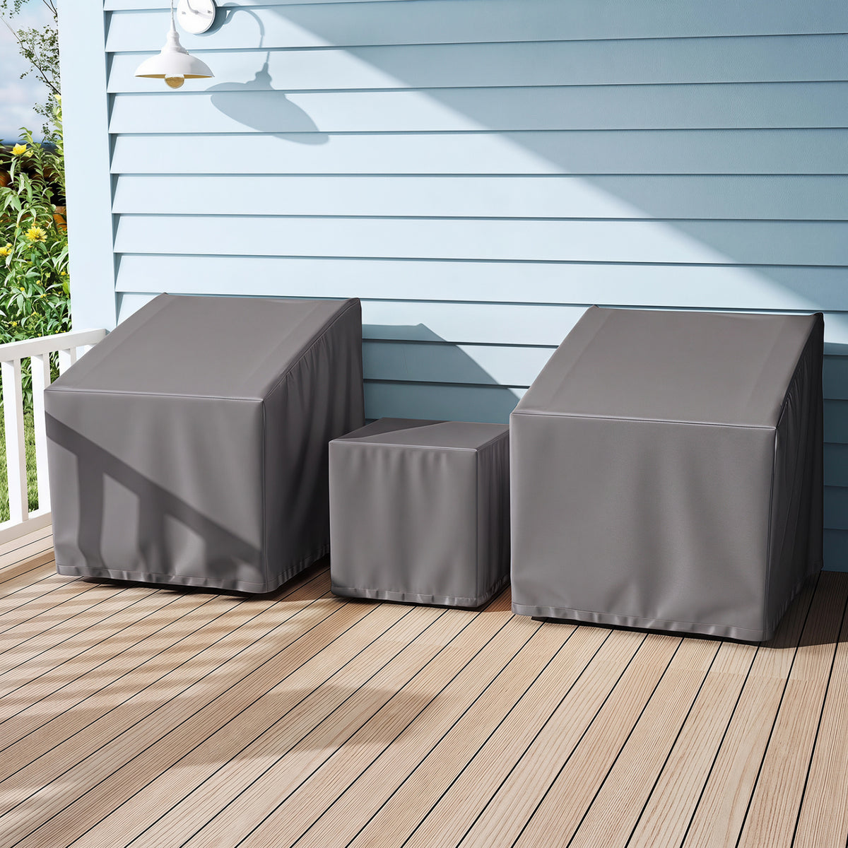 Patio Furniture Covers Waterproof Outdoor Conversation Covers for 3 Pieces Bistro Set-Gray