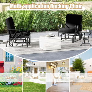 Patio Glider Rocking Chair with Thick Cushion and Curved Armrest-Black