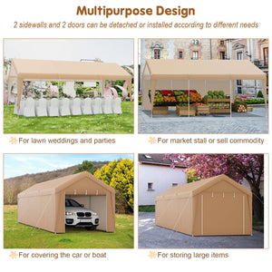 10 x 20 Feet Portable Garage Tent Carport with Galvanized Steel Frame-with Sidewall by DirectDeals