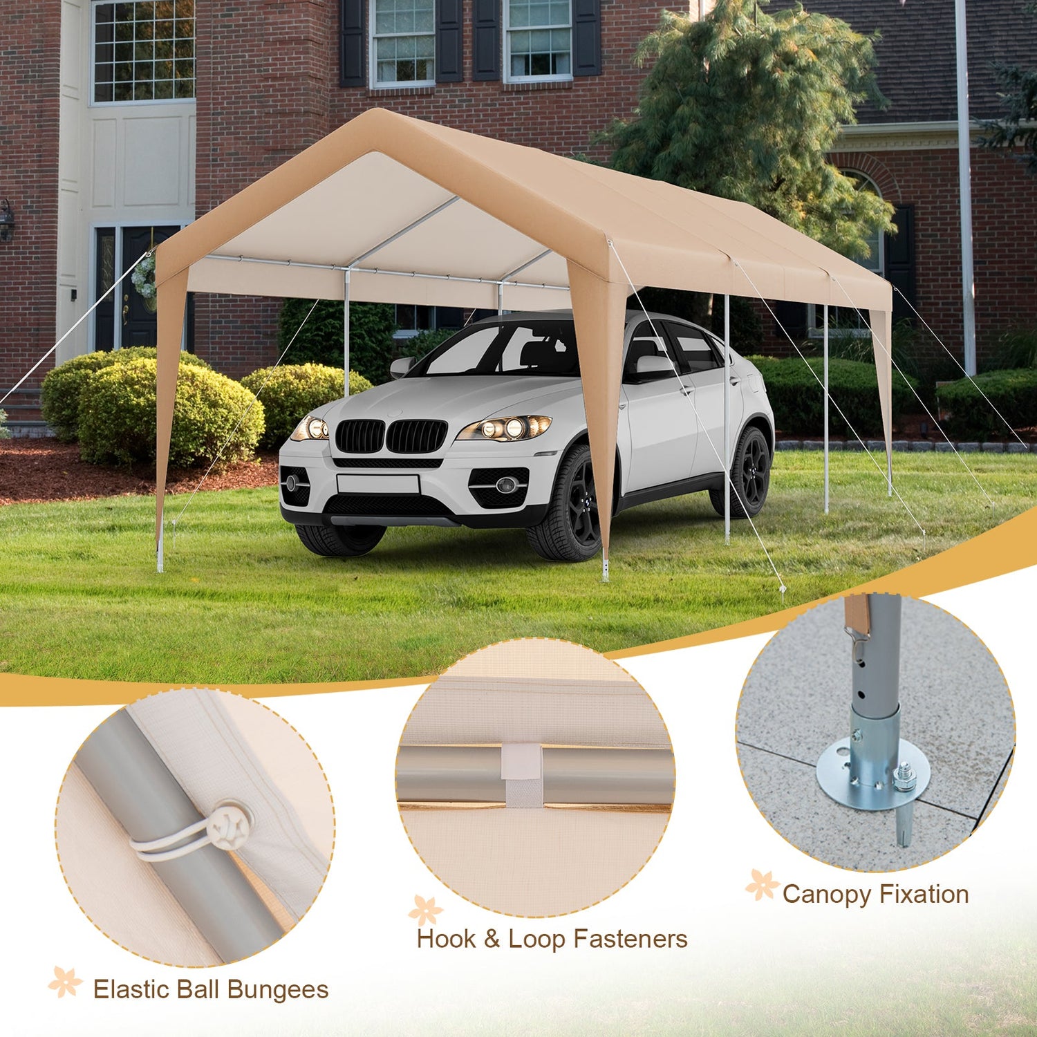 10 x 20 Feet Patio Heavy Duty  All-Weather Carport-without Sidewall by DirectDeals