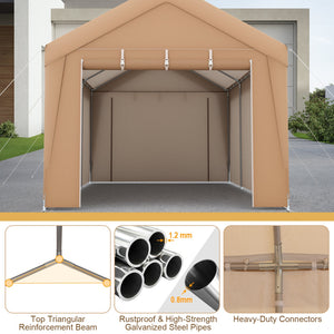 10 x 20 Feet Portable Garage Tent Carport with Galvanized Steel Frame-with Sidewall by DirectDeals