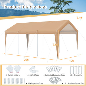 10 x 20 Feet Patio Heavy Duty  All-Weather Carport-without Sidewall by DirectDeals