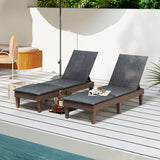 Patio Lounge Outdoor Recliner Chair with Cushion 3-Position Adjustable Backrest-Gray