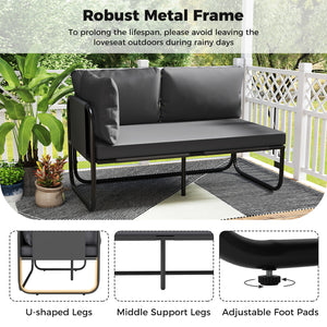 Patio Loveseat Sofa Couch with Removable Pillows and Seat Cushion-Gray