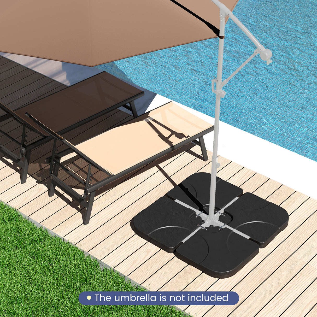 20 Inch Patio Offset Water Filled Plate Umbrella Base Sand-Black