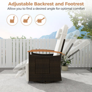 Patio Rattan 360° Swivel Recliner Chair with Adjustable Backrest and Footrest-White