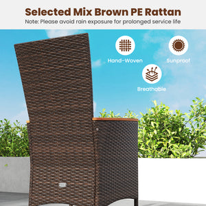 Patio Rattan Chairs Set of 2 Outdoor Wicker Dining Chairs with High Backrest-Beige