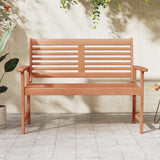 Patio Solid Wood Loveseat Outdoor 2-Seat Bench with Inclined Backrest and Slatted Seat