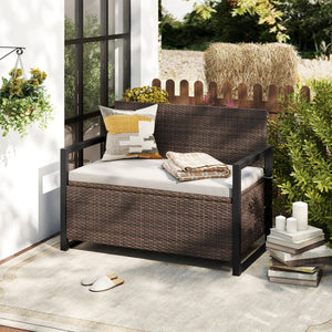 Patio Storage Bench-Mix Brown and Off White