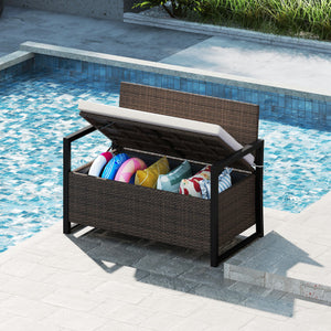Patio Storage Bench-Mix Brown and Off White