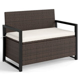 Patio Storage Bench-Mix Brown and Off White