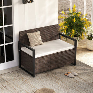 Patio Storage Bench-Mix Brown and Off White