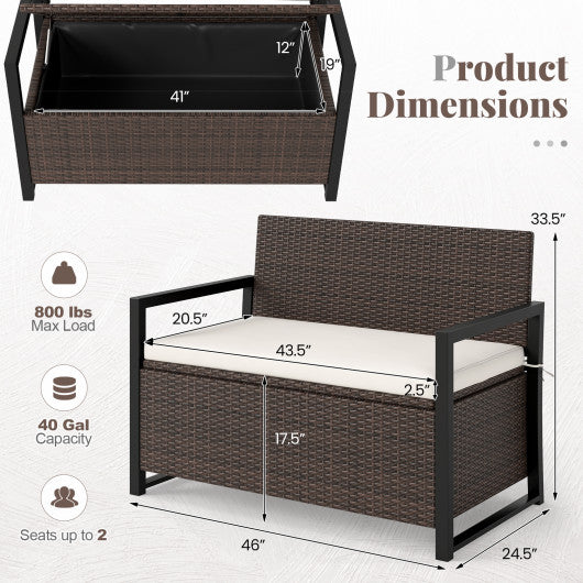 Patio Storage Bench-Mix Brown and Off White