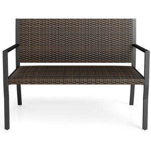 Patio Sun-Proof Rattan Loveseat with Soft Sponge Seat-Brown