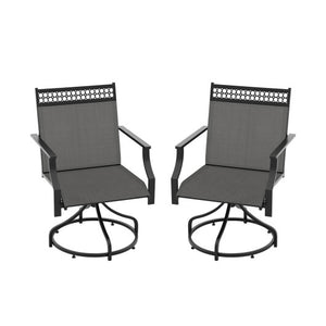 Patio Swivel Dining Chairs Set of 2 with Heavy-duty Metal Frame and Armrests-Gray