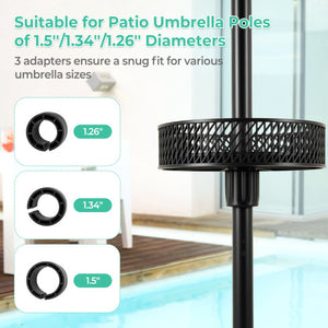 Patio Umbrella Table Tray Adjustable with Storage and Umbrella Poles-Black