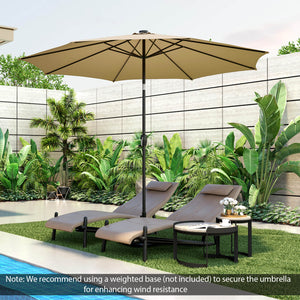 10 Feet Patio Umbrella with 112 Solar Lights and Crank Handle-Beige by DirectDeals