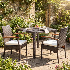 Patio Wicker Chair Set of 2 with Soft Zippered Cushion