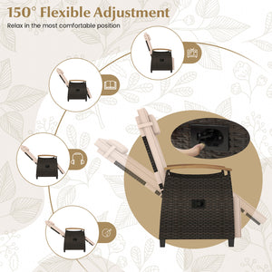 Patio Wicker Recliner Chair with Adjustable Backrest and Footrest-Brown