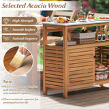 Patio Acacia Wood Storage Cabinet Patio Buffet Cabinet Bar Table