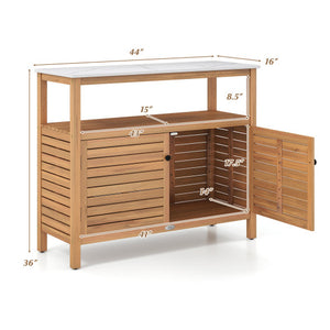 Patio Wood Storage Cabinet Outdoor Acacia Wood Buffet Cabinet