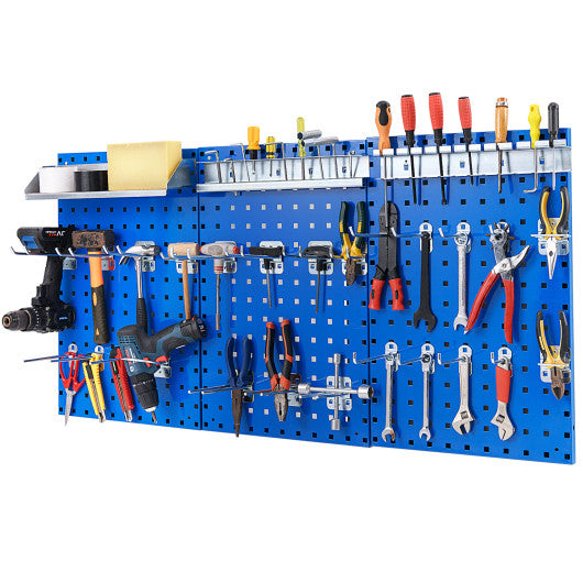 Wall-Mounted Pegboard Kit with 3 Pegboards for Garage Workshop-Navy