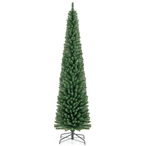 Pencil Christmas Tree with Memory Wire Branch Tips and Warm  LED Lights-8FT