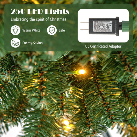 Pencil Christmas Tree with Memory Wire Branch Tips and Warm  LED Lights-8FT
