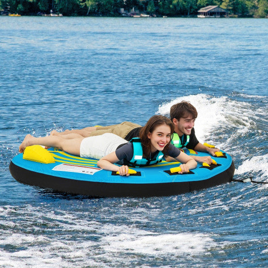 3-Person Inflatable Boat Tube Towable Platform with Double Valves