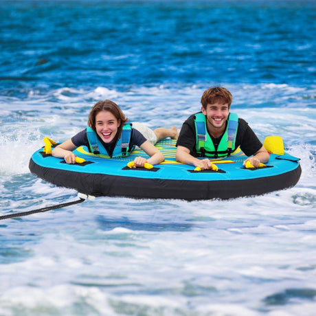 3-Person Inflatable Boat Tube Towable Platform with Double Valves