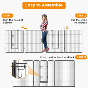 8 Panel 40 Inch Height Pet Fence Indoor Outdoor-40 inches