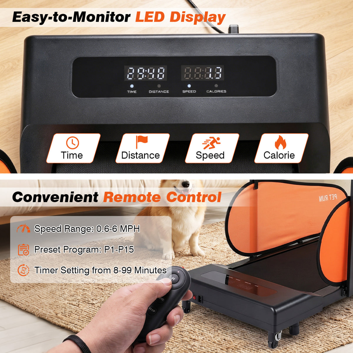 Pet Treadmill for Small & Medium Dogs with LED Display and Adjustable Speed-Black